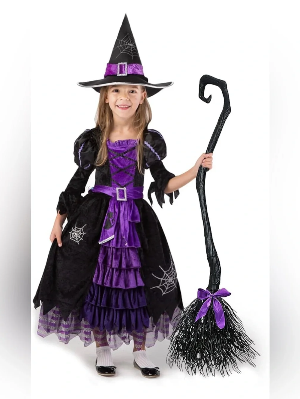 Spooktacular Creations Fairytale Witch Cute Witch Costume Deluxe Set with Broom